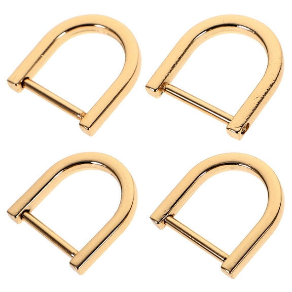 Worgeous 4Pcs D Ring for Bags Golden Zinc Alloy for Handbag and Purse Making