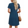 thumbnail image 4 of MOSHU Dresses for Women Crewneck Short Sleeves Women Dresses Casual A-Line Midi Dress with Pockets, 4 of 8