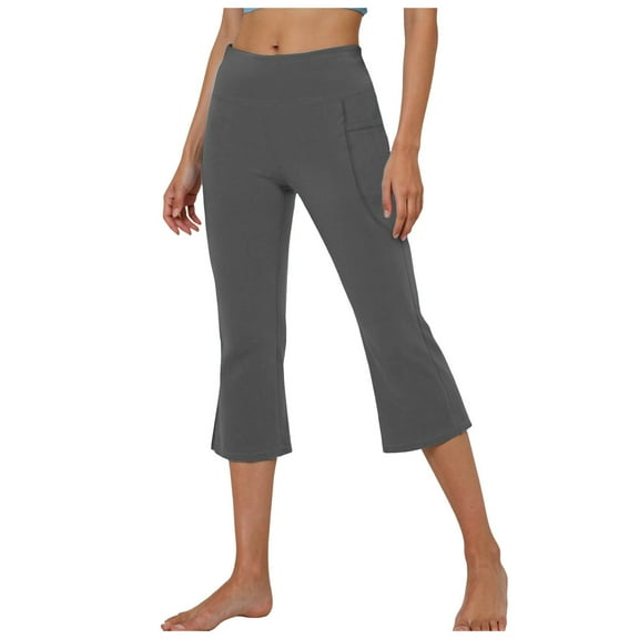 YDFCWXW Women's Flare Yoga Pants High Waisted Bootcut Flare Leggings Workout Gym Leggings Cropped Pants for Women Grey, XL