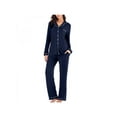 thumbnail image 3 of 2 Piece Women's V-neck Long Sleeve Trousers With Pocket Button-up Sleepwear Pajamas Suit, 3 of 6