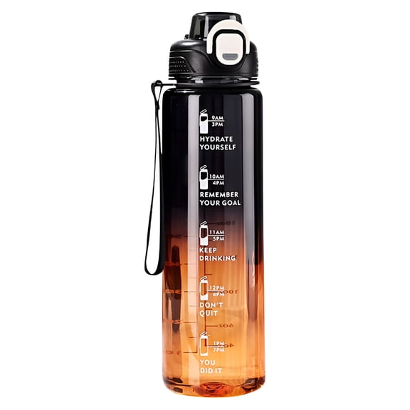 ACDANC 1000ml Clear Water Bottle With Straw, BPA-Free Sports Bottle, Dishwasher Safe, Leak-Proof, Motivational Water Bottle With Markings For School, Sports