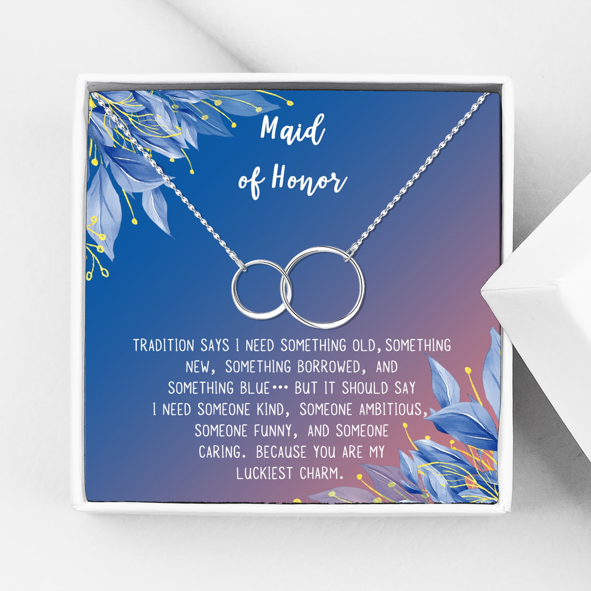Tri-Color Best Proposal Gift for Bridesmaids and Maid of Honor Wedding Jewelry Gifts with Inspirational Greeting Quote Card Quan Jewelry Handmade Triple Heart Pendant Necklaces for Women