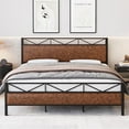 thumbnail image 5 of Metal Bed Frame with Vintage Leather Upholstered Headboard and Footboard, Platform Bed Frame, Full, 5 of 6