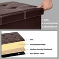 thumbnail image 5 of 30 Inches Folding Storage Ottoman Bench, Faux Leather Footrest Ottoman, Storage Trunk Footrest for Bedroom, Living Room and Hallway, Support 350lbs, Brown White line, 5 of 7