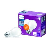 Philips LED 60-Watt A19 General Purpose Light Bulb, Frosted Daylight, Dimmable, E26 Medium Base (2-Pack)