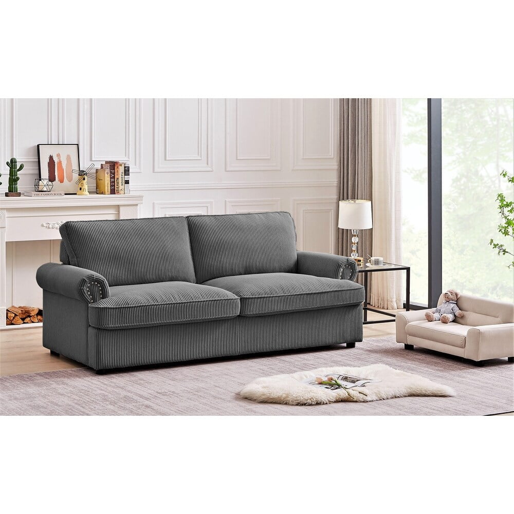 US Pride Furniture Viviana 76" W Polyester Cushion Back Sofa Bed, Gray
