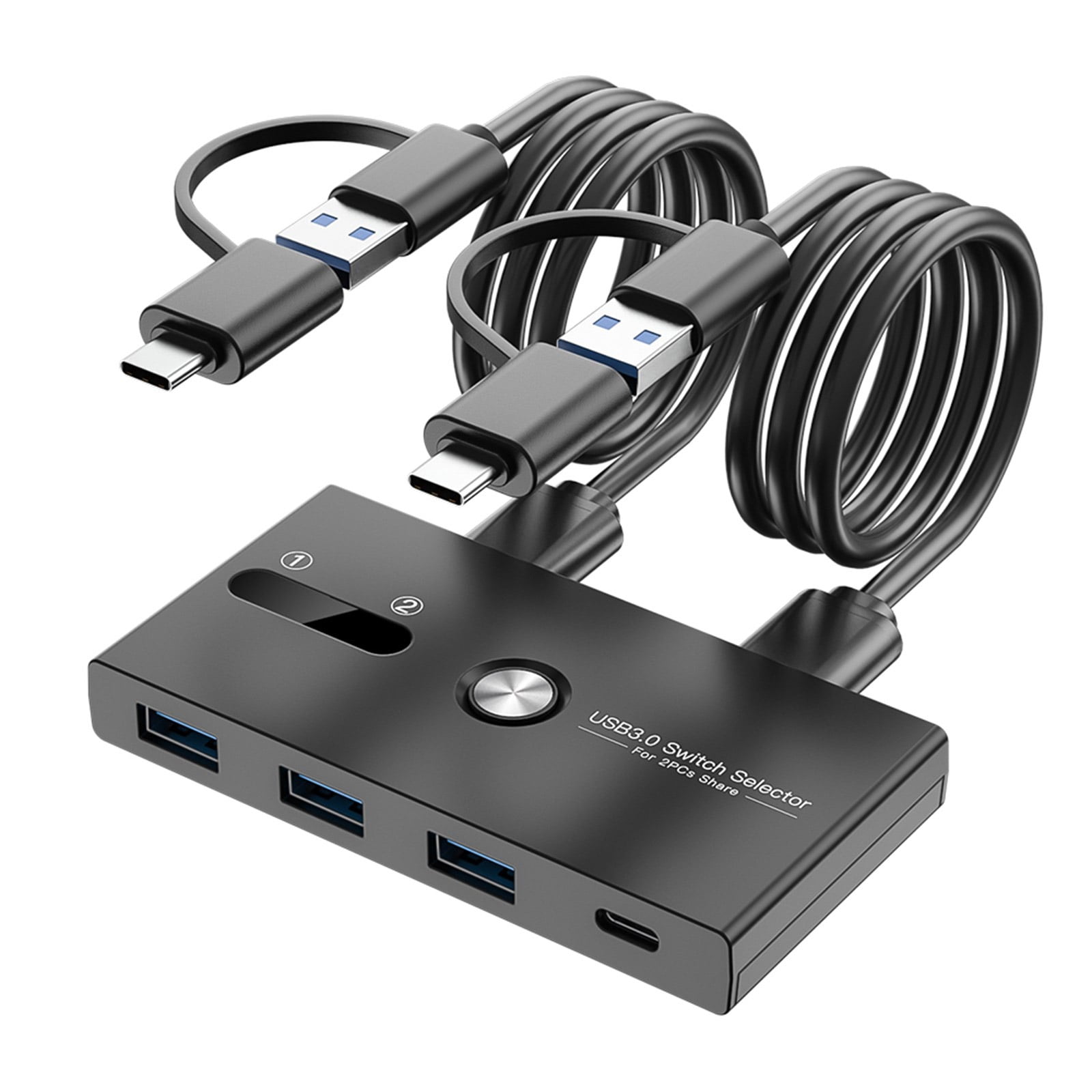 FEAMOS 4 Port USB C And USB3.0 KVM Switcher For 2 Computers Sharing USB Type C Devices For Printers Keyboards And More