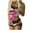 Pink, variant on ICHUANYI Valentines Fashion Womens Pajamas Sets Sleep Wear Print Lace Sling Sleeveless Tank Tops Splicing Shorts Casual Suit