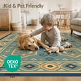 thumbnail image 4 of ODIKA 8'x10' Blue Gold Geometric Elegance Washable Area Rug Intricate Patterns with Classic Charm Non-Shedding, Easy Care, for King Size Bedroom Under Bed, Master Suite, 4 of 7