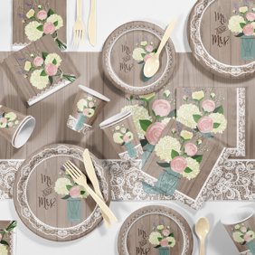 Large Rustic Wedding Deluxe Bridal Shower Party Supplies Kit