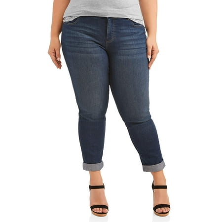 Just My Size Women's Plus-Size Boyfriend 5 pocket Stretch (Best Jeans For Apple Shaped Plus Size)