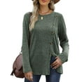 thumbnail image 1 of ZAXARRA Women's Button Front Knit Sweaters Casual Long Sleeve Round Neck Solid Color Loose Tunic Tops Jumpers, 1 of 2
