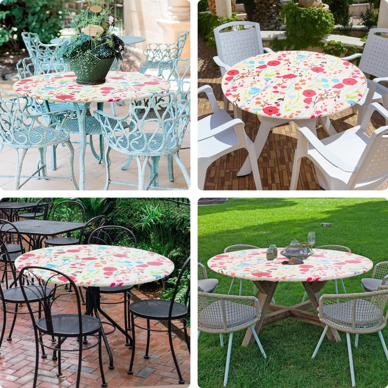 decorUhome Round Waterproof Fitted Tablecloth, Elastic Edge photo 5