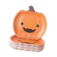 thumbnail image 4 of Platos de papel de calabaza,Juego de vajilla con platos de papel y calabaza de Halloween,Bandejas para servir vajilla Plato de cena Mueca,Platos de papel de Halloween lindos Platos, 4 of 9