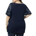 thumbnail image 4 of asdoklhq Womens Plus Size Tops, Woman Causal Round Neck Solid Blouse Lace Short SleeveT-Shirt Summer Plus Size Tops, 4 of 9