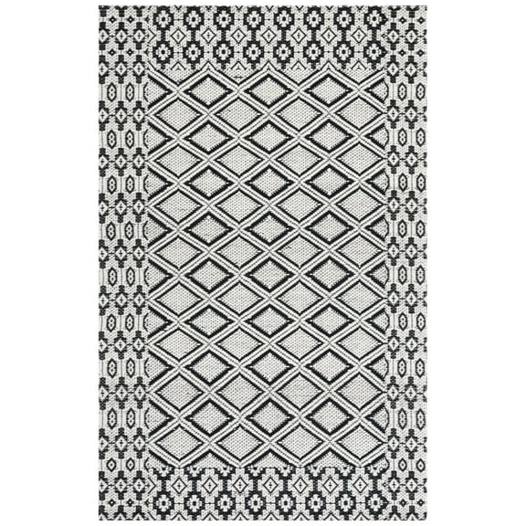 SAFAVIEH Marbella Myles Geometric Area Rug, Ivory/Black, 5' x 8'