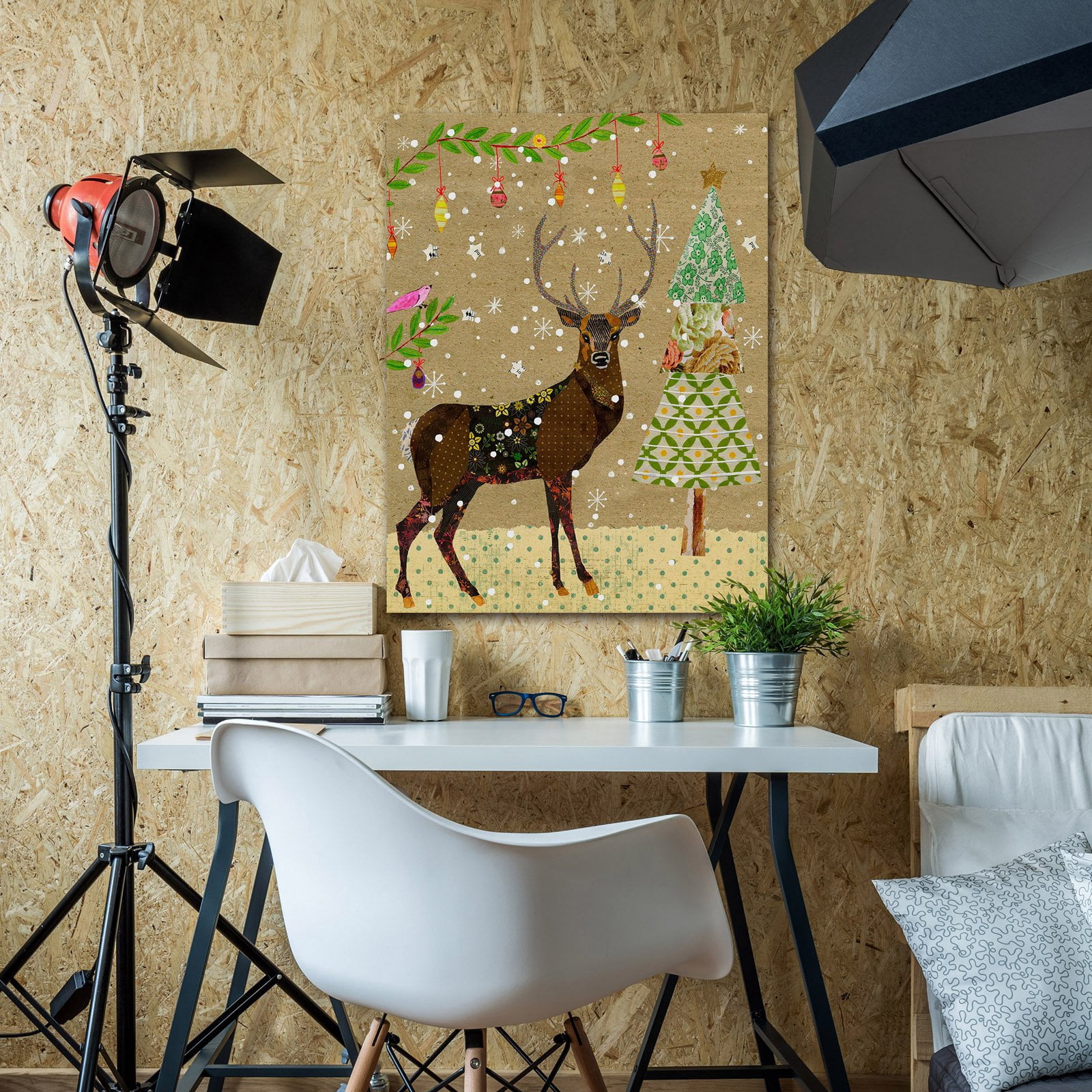 Marmont Hill Christmas Reindeer Print on Wrapped Canvas