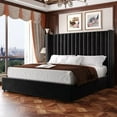 thumbnail image 2 of VanAcc Lift up Storage Bed Frame Queen Size, Upholstered Platform Bed Velvet with Channel Tufted Wingback Headboard, No Box Spring Needed, Black, 2 of 7