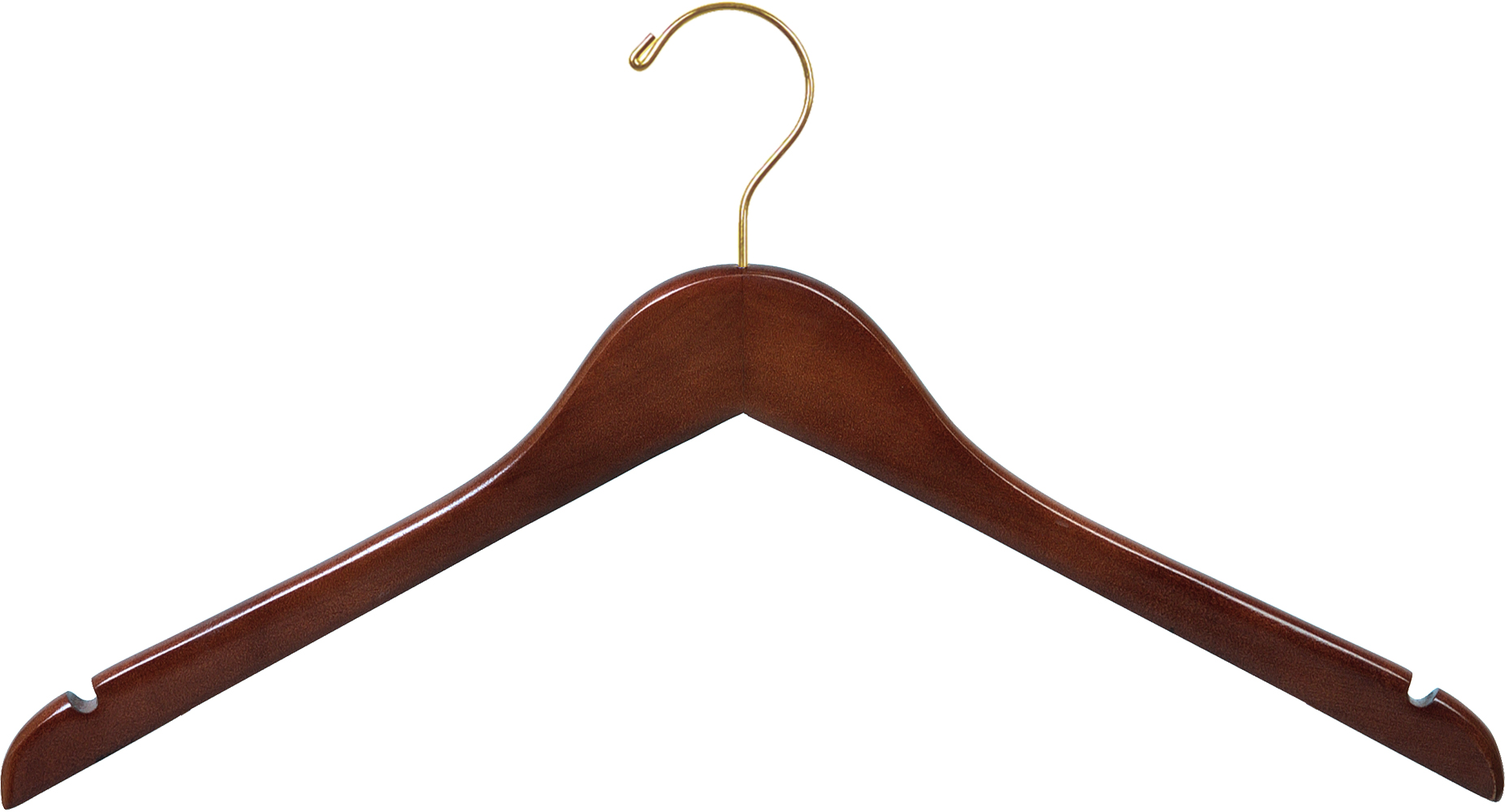Wooden Top Hanger with Walnut Finish, (Box of 8) Space Saving 17 Inch