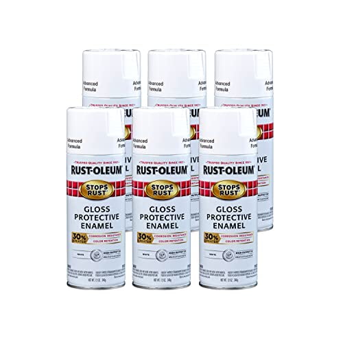 Rust-Oleum 338928-6Pk Stops Rust Advanced Spray Paint, 12 Oz, Gloss White, 6 Pack