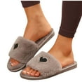 thumbnail image 7 of Xfvqtps Fuzzy Slippers for Women Love Decor Fake Fur Open Toe Soft Sole Slide House Slippers for Indoor Bedroom Furry Slipper for Winter Fall Khaki, 7 of 7