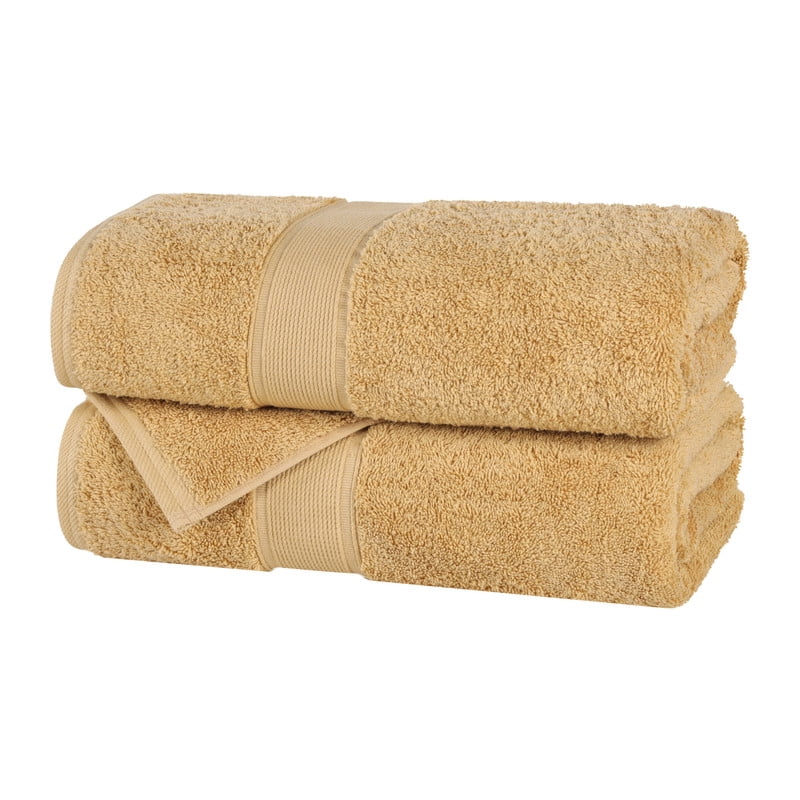 Superior Oregon Organic Cotton 2 Piece Bath Sheet Set, Soft Medium Weight Towels, Gold