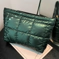 thumbnail image 3 of Bolsa de cosméticos acolchada para mujer bolsa de cosméticos de color sólido bolsa de cosméticos de viaje acolchada, 3 of 9