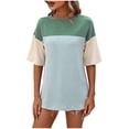 thumbnail image 2 of Fiudx Ofertas Del Día Camisetas Holgadas de Manga Corta Coloridas con Cuello Redondo Nuevas de Verano para Mujer, 2 of 6