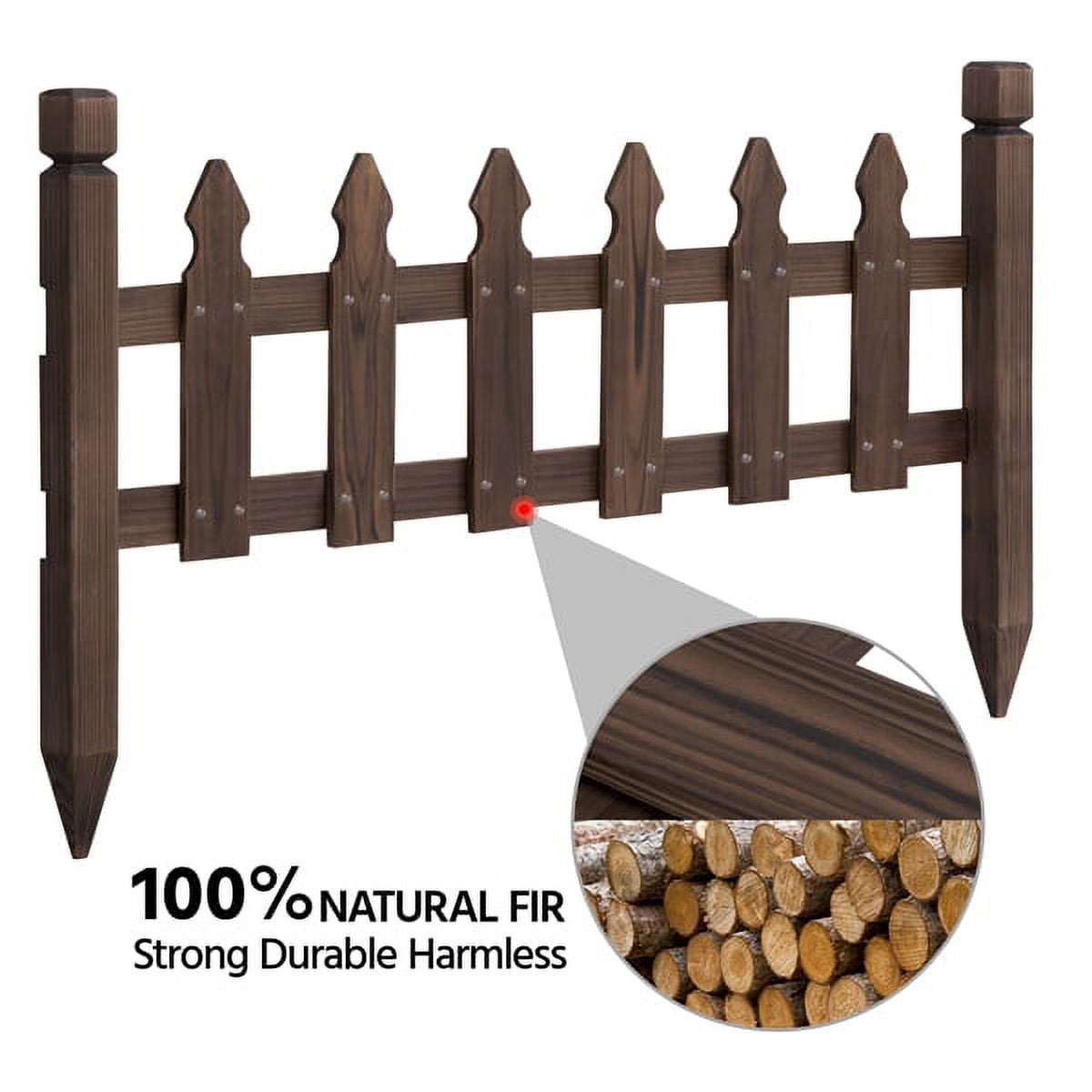 Alden Design 11.5"H x 35.5"W Wood Garden Pricket Fencing Border Set of 5, Natural Wood