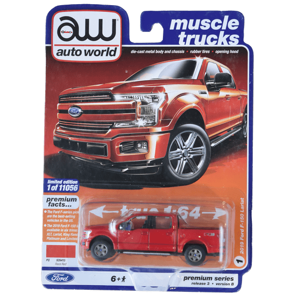 Auto World 2019 Ford F-150 Lariat, muscle trucks [race red] limited edition 1 of 11056