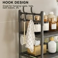 thumbnail image 4 of 2-Tier Over-Toilet Storage Rack with Hooks, Iron Frame for Bathroom Essentials, Black, 4 of 9
