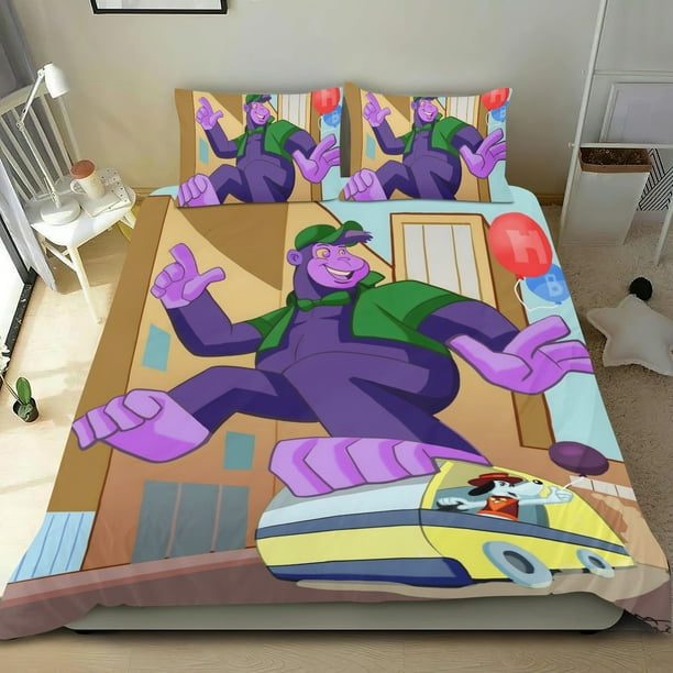El Gran Show de Grape Ape Conjunto de sábanas temático, trío de piezas, cómodo y amigable con la piel, diseño único, regalo de decoración para el hogar para familiares, amigos y fans,135cm *200cm