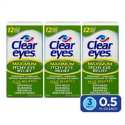Clear Eyes Maximum Itchy Eye Relief 0.50 oz (Pack of 3)- 12 HOURS