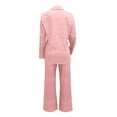thumbnail image 6 of MNCEKFOD Pants Sets Women 2 Piece Outfits Lapel Long Sleeve Casual Fall Loose Fit Jacket And Wide Leg With Pockets Classic Fit Pants Suit Pink XXL, 6 of 7