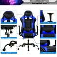 thumbnail image 2 of YRLLENSDAN Gaming Chair Office Chair Desk Chair Massage PU Leather Recliner Racing Chair with Headrest Armrest Footrest Rolling Swivel Task PC Ergonomic Computer Chair for Back Support, Blue, 2 of 7