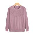 thumbnail image 4 of ManxiVoo Classic Crewneck Sweater For Women Soft Lightweight Pullover Long Sleeve Loose Fit Breathable Lounge Casual Wear XXXL Size Light Pink, 4 of 5