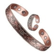 thumbnail image 1 of Magnetic Copper Bracelet And Rings With Vintage Flower Pattern For Women Adjustable To Fit Most Wrist, 1 of 3
