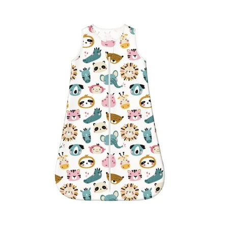 

Fotbe Cartoon Animals Pattern Sleep Sack - Baby Wearable Blanket with Zipper Extra Soft Cotton Sleeveless Sleeping Bag for Infants-Small