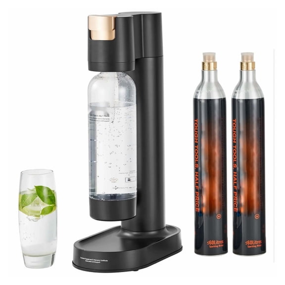 Sparkling Water Maker Soda Maker Machine, Home Carbonating Kit with 1L Bottle & 2 CO2 Cylinders, Compatible with 60L CO2, Portable Seltzer Water Machine