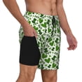 thumbnail image 2 of Naloa St. Patrick's Day Print Men Swim Trunks with Compression Liner ,Board Shorts,Men's Swim Shorts with Drawstring and Elastic Waistband-Medium, 2 of 6