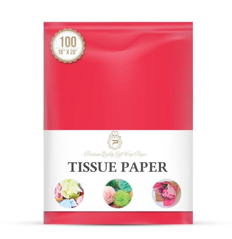 100 Sheets Red Premium Gift Wrapping Tissue Paper for Packaging, Floral, Birthday, Christmas, Halloween, DIY Crafts and More 15' X 20'