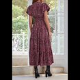 thumbnail image 4 of Vestidos Largos de Verano para Mujer 2025, Informales, con Escote en V, Corta Abullonada, Fruncidos, Fluidos, para Playa, Bohemios, Largos, Florales, Vino Tinto L, 4 of 9