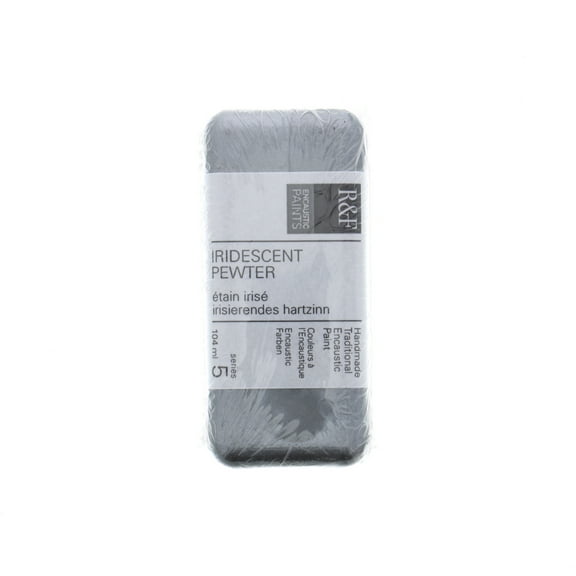 R&F Handmade Paints Encaustic Paint Cake, 104ml, Iridescent Pewter
