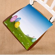 HATIART Easter Eggs Lying Grass Hilly Landscape Chair Pad Seat Cushion Chair Cushion Floor Cushion Two Sides Printing 16x16 Inch