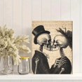 thumbnail image 2 of UXIEQU Victorian Skeleton Couple Kissing Canvas Wall Art Print 15.75x11.81 Inches, 2 of 8