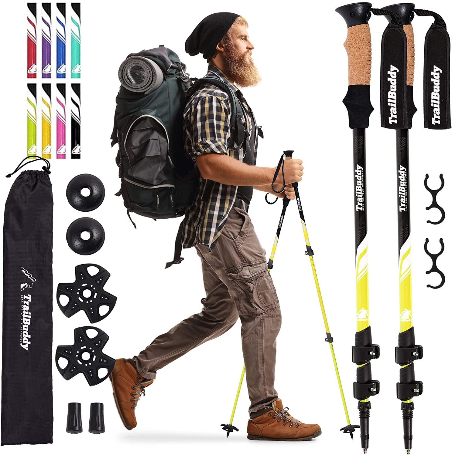 TrailBuddy Lightweight Trekking Poles, Set of 2 Pack Adjustable
