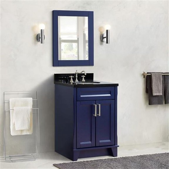 Bellaterra Home 400700-25-BU-BGO 25 in. Single Oval Sink Vanity with Galaxy Granite Top, Blue & Black