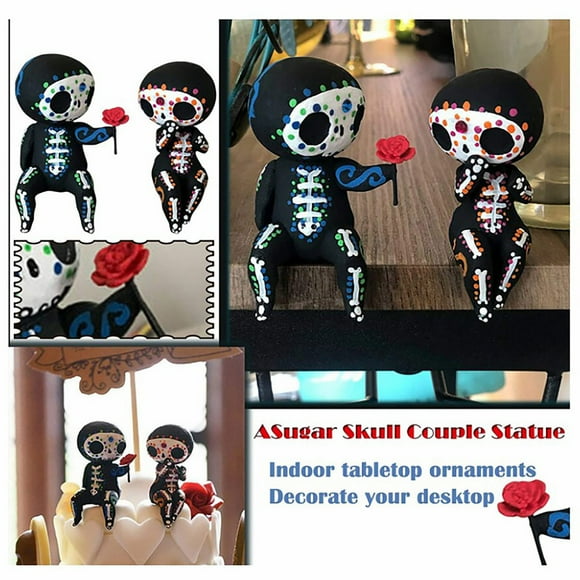 Sugar Skull Coulp Figurine Statues Table Decor Hand Crafts Resin Ornament