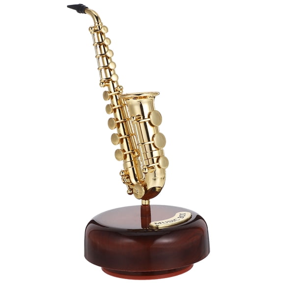 WASHWEPE Golden Saxophone Music Box Decorative Musical Instrument for Home Decor, Unique , 1 Piece
