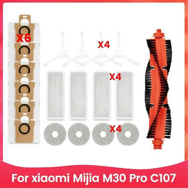 19PCS for M30 Pro C107 Robot Vacuum Accessories Main Side Brush Mop Cloth Hepa Filter Dust Bag Parts Kit